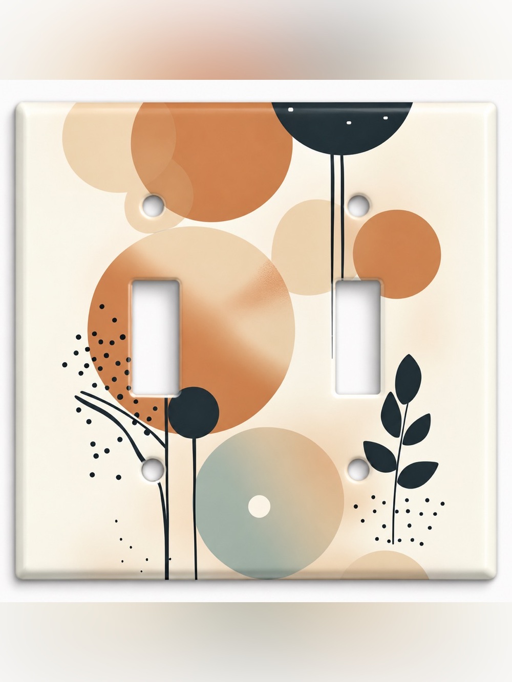 Handmade Mid Century Modern Abstract Double Toggle Light Switch Cover